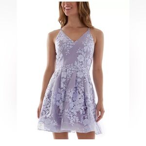 BCX Lavender Floral Mini Dress